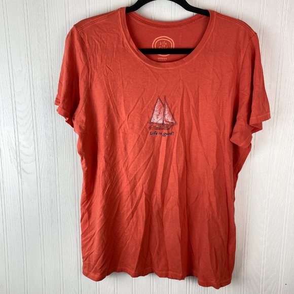 Life Is Good Tops - Life‎ is good Orange T-shirt size Large Sail Boat